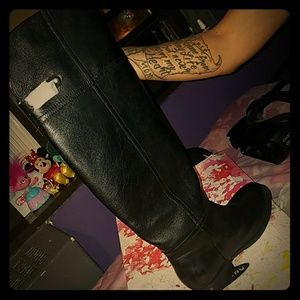 Black knee high boots
